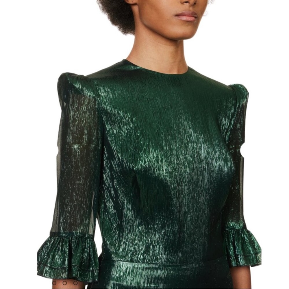 Vampire’s Wife Green Silk Ruffle Gown Dress EC LIKE NEW RARE 6 DISCONTINUED LINE - Picture 6 of 14